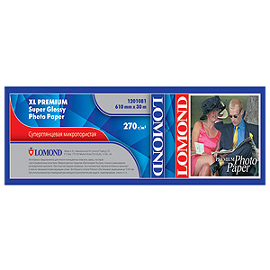 Ролик Lomond 1201081 Premium Super-Glossy суперглянцевая фотобумага повышенного качества, 610мм x 30м x 50,8мм 270г/м2 Ролик Lomond 1201081 Premium Super-Glossy суперглянцевая фотобумага повышенного качества, 610мм x 30м x 50,8мм 270г/м2