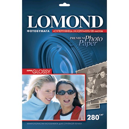 Бумага Lomond 1104102 Premium Super-Glossy суперглянцевая 280г/м2, A3 20л. Бумага Lomond 1104102 Premium Super-Glossy суперглянцевая 280г/м2, A3 20л.