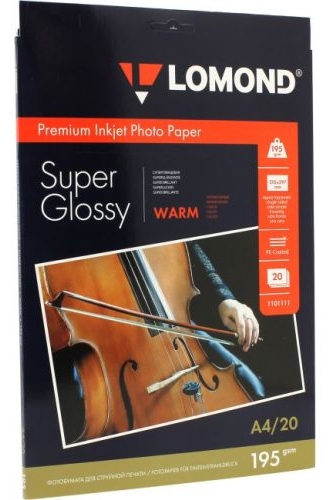 Бумага Lomond 1101111 Premium Super-Glossy Warm суперглянцевая 195г/м2, A4 20л. Бумага Lomond 1101111 Premium Super-Glossy Warm суперглянцевая 195г/м2, A4 20л.