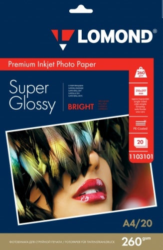 Бумага Lomond 1103101 Premium Super-Glossy Bright суперглянцевая 260г/м2, A4 20л.