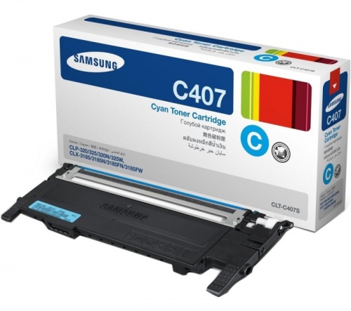 Картридж Samsung CLT-C407S для CLP-320/CLP-320N/CLP-325, CLX-3185/CLX-3185N/CLX-3185FN Cyan (голубой) (1000)