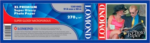 Ролик Lomond 1201082 Premium Super-Glossy суперглянцевая фотобумага повышенного качества, 914мм x 30м x 50,8мм 270г/м2