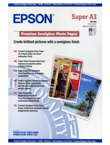 Бумага Epson S041328 Premium Semigloss Photo A3+, 251 г/м2 20л.