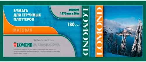 Ролик Lomond 1202094 матовая, 1270мм x 30м x 50,8мм 180г/м2 Ролик Lomond 1202094 матовая, 1270мм x 30м x 50,8мм 180г/м2
