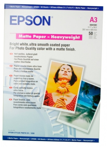 Бумага Epson S041261 Matte HeavyWeight, матовая A3, 167 г/м2 50л.