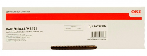 Тонер-картридж OKI B401, MB441/MB451 Black (2500 стр.) 44992402/44992404