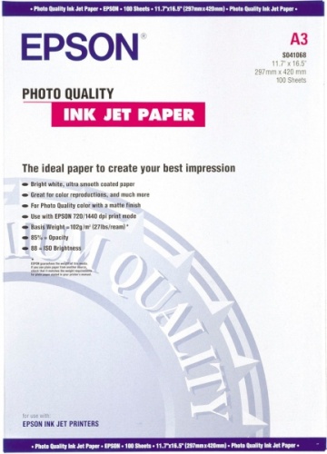 Бумага Epson S041068 матовая A3, 102 г/м2 100л.