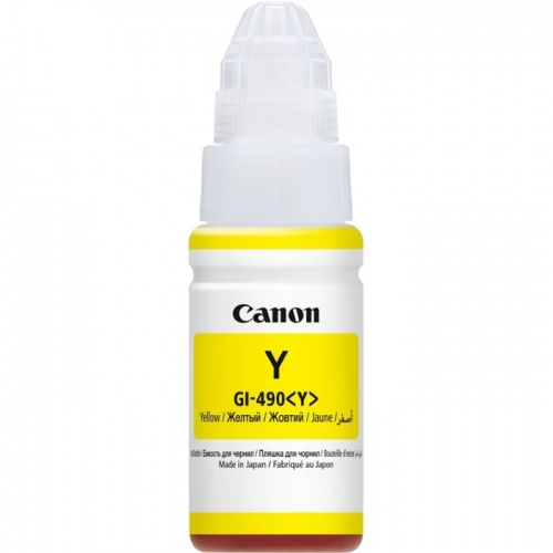 Контейнер с оригинальными чернилами Canon GI-490Y Yellow (желтый, 70мл.) Pixma G1400/G1410/G2400/G2410/G3400/G3410 (7000 стр.) Dye 0666C001 Контейнер с оригинальными чернилами Canon GI-490Y Yellow (желтый, 70мл.) Pixma G1400/G1410/G2400/G2410/G3400/G3410 (7000 стр.) Dye 0666C001