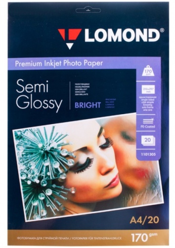Бумага Lomond 1101305 Premium Semi-Glossy Bright полуглянцевая 170г/м2, A4 20л. Бумага Lomond 1101305 Premium Semi-Glossy Bright полуглянцевая 170г/м2, A4 20л.