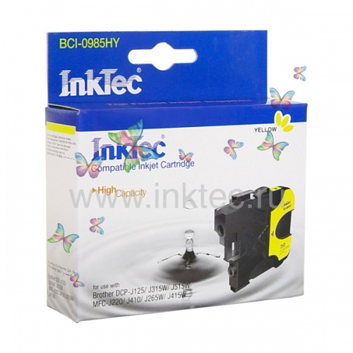 Картридж Brother LC985Y (желтый) DCP-J125/DCP-J315W/DCP-J515W, MFC-J220/MFC-J265W/MFC-J410/MFC-J415W (260 стр., 12мл.) InkTec