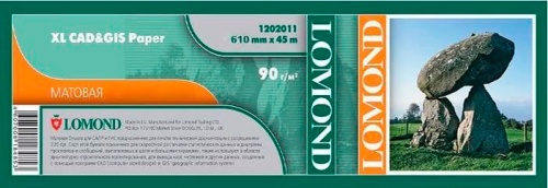 Ролик Lomond 1202011 матовая бумага для САПР и ГИС, 610мм x 45м x 50,8мм 90г/м2 720dpi