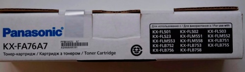 Тонер-картридж Panasonic KX-FA76 (черный) для KX-FL501/KX-FL502/KX-FL503/KX-FL523, KX-FLM551/KX-FLM552/KX-FLM553/KX-FLM558, KX-FLB751/KX-FLB752/KX-FLB753/KX-FLB755/KX-FLB756/KX-FLB758 (2 000 стр.)