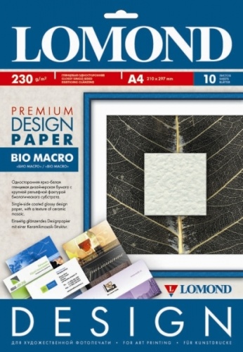 Бумага Lomond DESIGN Premium 0936041 'Bio Macro', Био Макро, глянцевая односторонняя 230г/м2, A4 10л., дизайнерская бумага с крупной рельефной фактурой биологического субстрата Бумага Lomond DESIGN Premium 0936041 'Bio Macro', Био Макро, глянцевая односторонняя 230г/м2, A4 10л., дизайнерская бумага с крупной рельефной фактурой биологического субстрата
